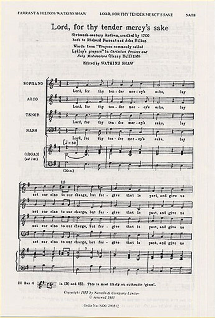 Lord For Thy Tender Mercy's Sake
